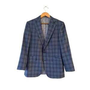 Robert Graham Men's Plaid Blazer Jacket US40‎ Blue Single Breasted Wool Blend